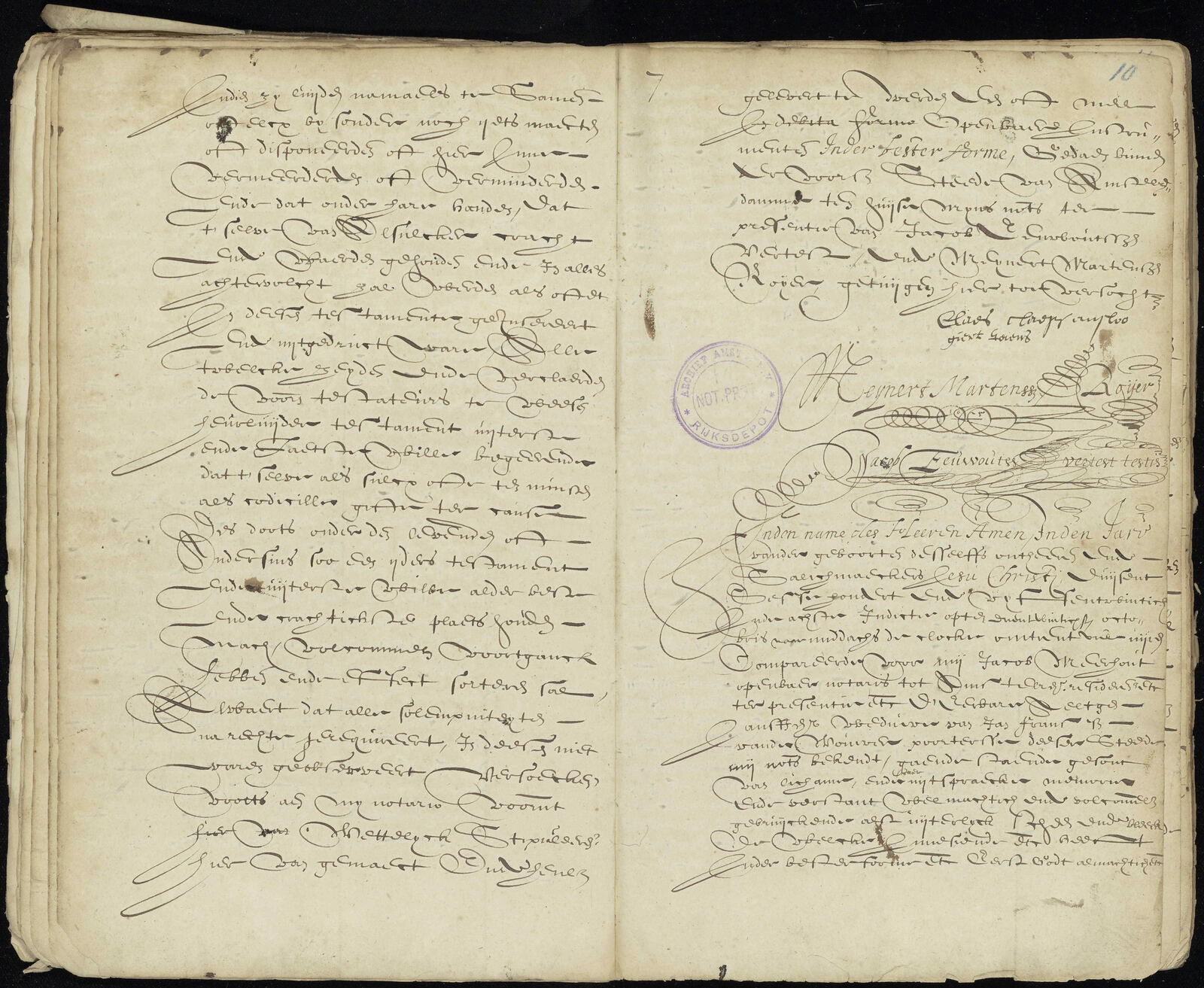 Testament van Claes Claesz Anslo en Geert Jansdr., 1625, fol. 7 — slot, ondertekening door Claes Claesz Anslo en Gurt Jaens, en getuigen