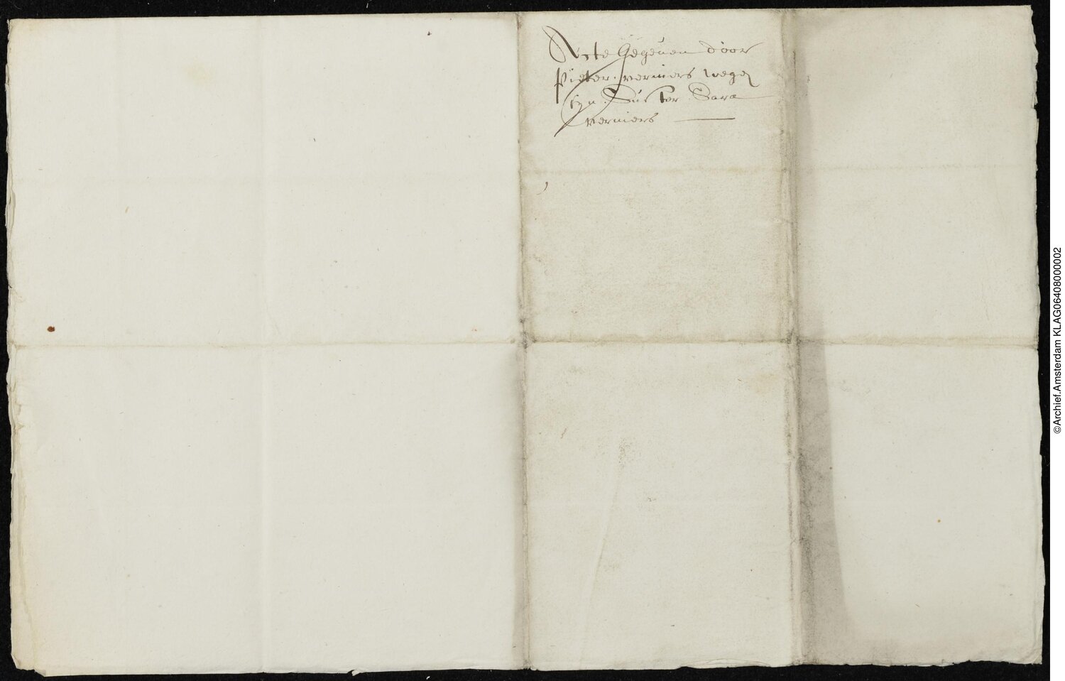 Akte van 1656, blad 2, met dossierlabel op de achterzijde